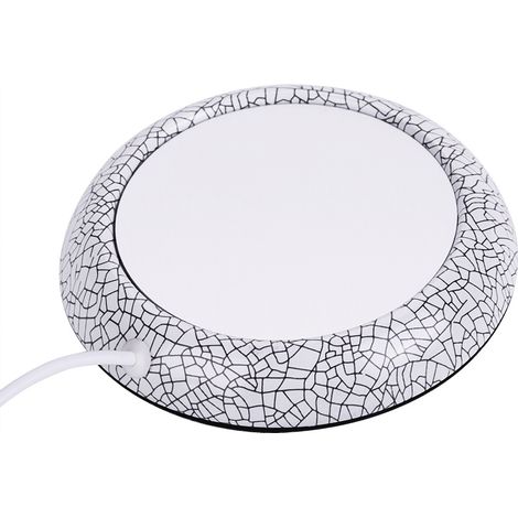 Chauffe-tasse USB imitation bois, sous-tasses chauffantes pour boissons chaudes, thé ou café, en porcelaine blanche. (1/5)