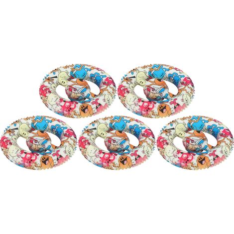 Lot 5 bagues de doigt en silicone imprimé, jouet anti-stress rond pour rééducation, réadaptation à domicile (1/5)