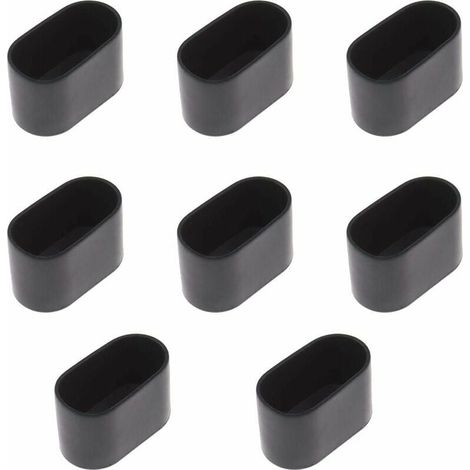 8 embouts ovales pieds table/chaise, caoutchouc souple anti-rayures 40x20 mm noir