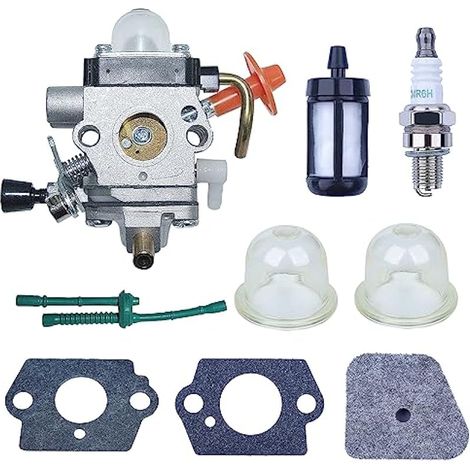 Carburateur pour Débroussailleuse STIHL FS90 FS110 HT101 FS130 FS100 FS110R KM110R KM130 HL100 HT100 FS100RX FS130R FS87 FS100R KM90 KM90R KM100 KM110 KM130R avec Bougie d'Allumage etc (1/4)
