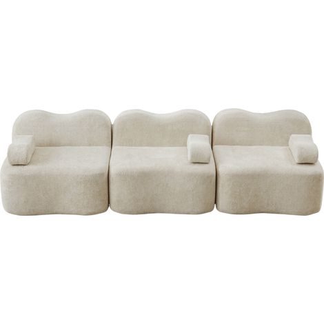 3-Sitzer-Modulsofa ohne Gestell, 32D-Schaum, beiger Samt, tiefer Sitz, MODENUIT (1/5)