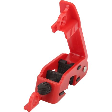 Dispositif de verrouillage de disjoncteur standard à simple ou double bascule, en nylon PA rouge, diamètre de serrage 20 mm, pour usage industriel et domestique. (1/5)