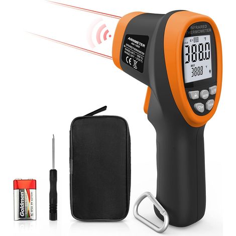 Thermomètre Infrarouge Laser Numérique Sans Contact -58°F2732°F (-50°C~1500°C) Emissivité Réglable Digital LCD Alarme Pistolet de Température pour Industrial Cuisine Pizza (Pas pour L'homme) (1/5)