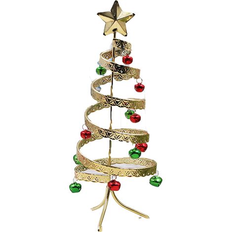 Arbol De Navidad De Mesa - Arbol Metalico Con Luces Led En Espiral - Decoracion Para Hogar Boda Y Vacaciones - Unidad (1/5)