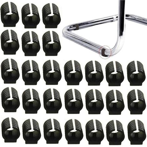 32pcs Patin Pied Chaise Tube Embout Tampon Capuchon Bouchon Protection Plancher Meuble Forme U en Plastique Chaise Casquettes,Chaise Jambe Caps Silicone Tube Pince (25mm,Noir) (1/5)