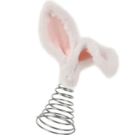 Oreilles de lapin de Pâques en fourrure, cime de sapin avec spirales métalliques, décoration de fête, ornement de sapin de Noël fait main (1/5)