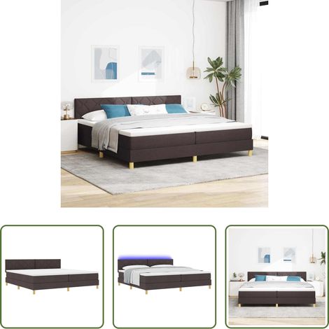 vidaXL LED-Bett - LED Boxspringbett mit Matratze Dunkelbraun 200 x 200 cm Stoff (1/5)