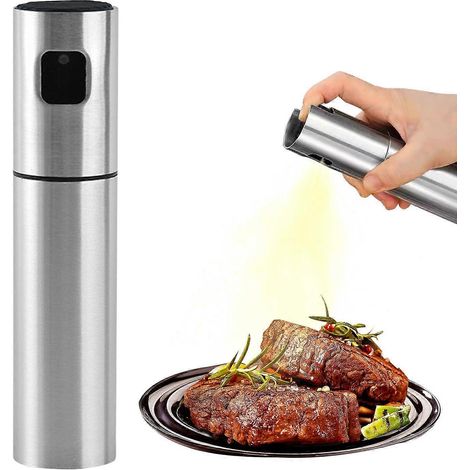 Vaporisateur d'huile de cuisson, flacon pulvérisateur d'huile en acier inoxydable, distributeur d'huile pour la cuisson et les grillades (100 ml) (1/5)