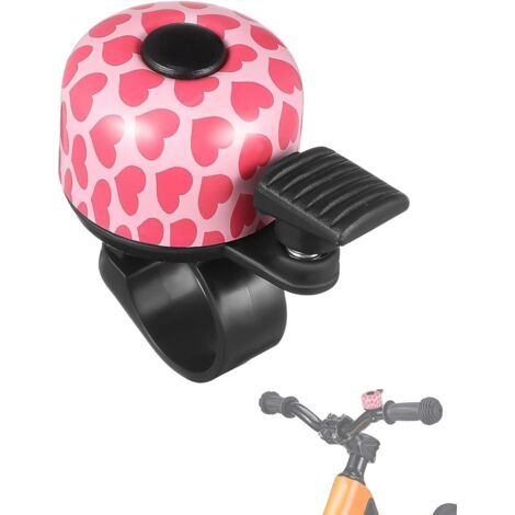 BUNTHAUS 1 sonnette pour enfant, mini sonnette en aluminium, vélo enfant, VTT, trottinette, joli coeur rose