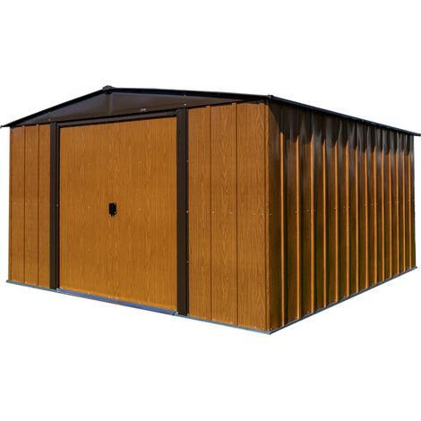 Abri de jardin en métal Woodlake 108 – Tôle d'acier galvanisée – Double porte coulissante – Résistant à la rouille – 242x313x185 cm – Spacemaker (1/5)