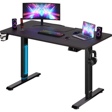 CASARIA® Motorised Sit Stand Desk  Height Adjustable 73-118cm  LCD Display Standing Home Office Gaming Computer Table  Headset, Drink Holder (1/5)