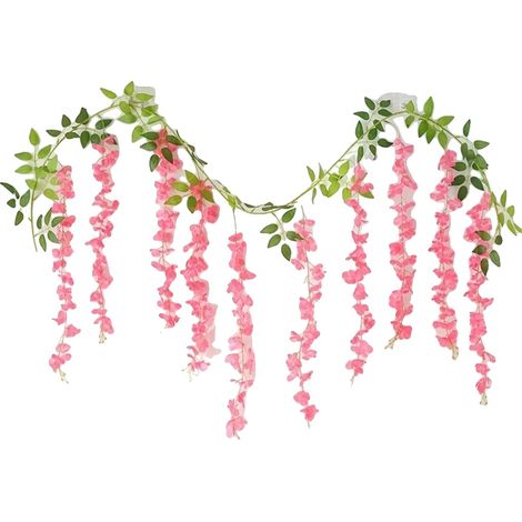 Guirnalda de flores artificiales, decoración del hogar, diseño elegante, rosa, 1 unidad (1/2)