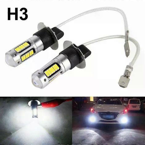 Lot de 2 ampoules LED H3 pour feux de brouillard/feux de jour haute puissance, ultra-lumineuses, compatibles Canbus, blanc 6000K. (1/5)