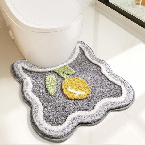 Alfombrilla para inodoro y baño, alfombrilla antideslizante en forma de U para inodoro, alfombrilla de baño con estampado floral, alfombrilla de microfibra suave y esponjosa, altamente absorbente, alf