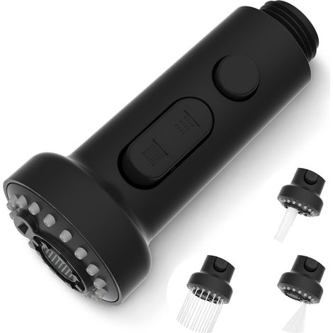 Tête Robinet Cuisine - 1 Pièce - Acier Inoxydable - 3 Modes Jet - Pivotant 360° - Pour Mitigeur G1/2 - Noir (1/5)