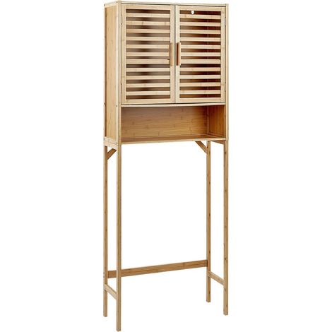 Elegante mensola da bagno in bambù Unità organizer del bagno in legno chiaro Okarche