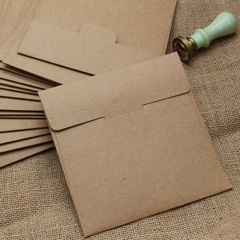 enveloppes (10 pièces) papier kraft ancien/sans fenêtre - CD-130 x 130 mm, enveloppes, fermer, NHD06 H251 (1/5)