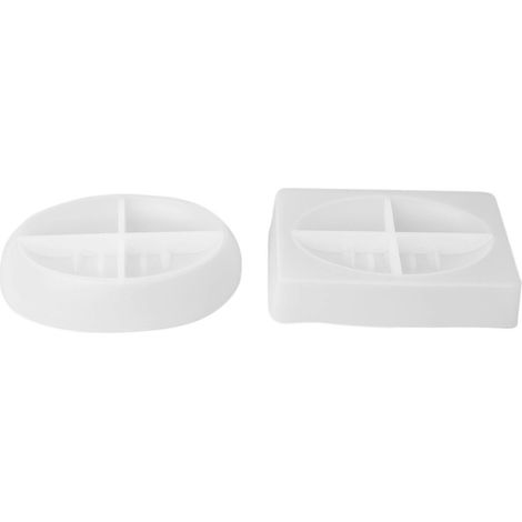 Moule en résine silicone pour porte-savon (4 pièces), boîte à savon ovale/carrée avec égouttage, moule de coulée en résine époxy, rangement pour la maison (1/5)