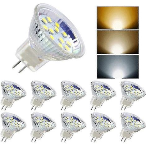 Packung mit 10 MR11 3W/5W AC/DC 12V-24V LED-Lampen mit GU4 Bipolar-Sockel (5W neutralweiß)
