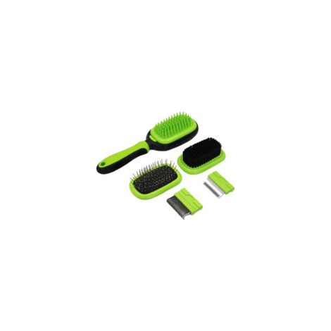 Brosse de toilettage 5 en 1 pour chiens et chats, combine démêloir, brosse à sous-poil, peigne fin, masseur et grattoir (1/4)