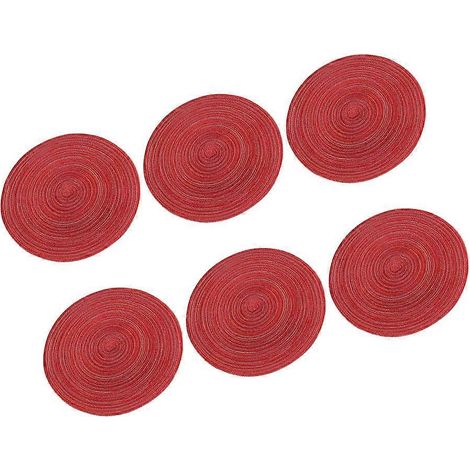Sets de table tressés ronds pour poser les tasses, lot de 6, rouges (1/5)
