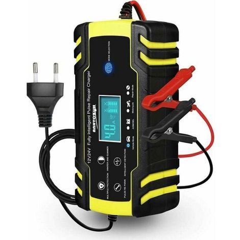 Chargeur de batterie de voiture intelligent, 12V 8A / 24V 4A, écran tactile LCD, compatible avec les batteries de voiture et de moto de 6Ah à 150Ah. (1/4)