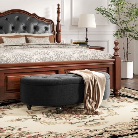 Polsterbank mit Stauraum 120x46x42 cm Dunkelgrau OKMYHOME (1/5)