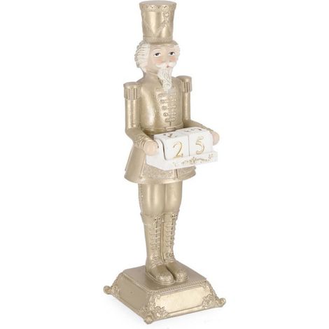 Soldatino "Edwyn" champagne in poliresina per decorazioni natalizie -H 31.5 cm (1/4)
