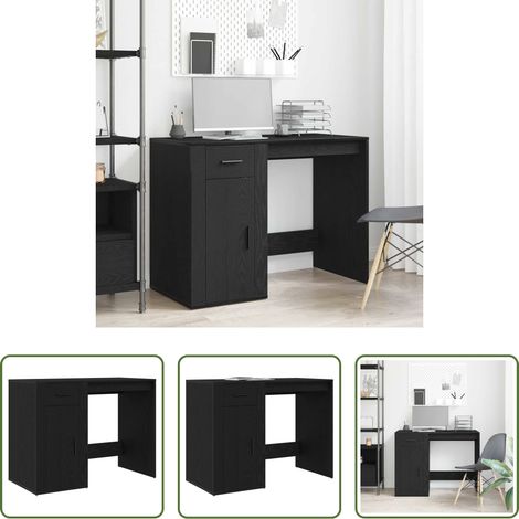Bureau moderne - Bureau avec porte Chêne noir 100 x 49 x 74 cm Bois d'ingénierie (1/5)