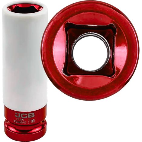 JCB-Tiefbett-Steckschlüssel für Leichtmetallfelgen mit Sicherungshülse 1/2" 21 mm Cr-Mo