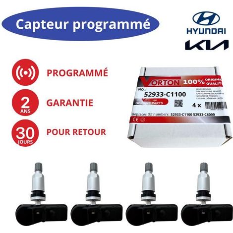 Sensore TPMS Hyundai preprogrammato 433MHz (4x) 52933-C1100 / 52933-C8000 - i20 ix35 Tucson Santa Fe Bayon