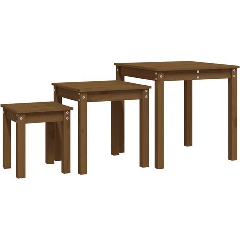 Maison Exclusive - Mesas apilables 3 piezas madera maciza de pino