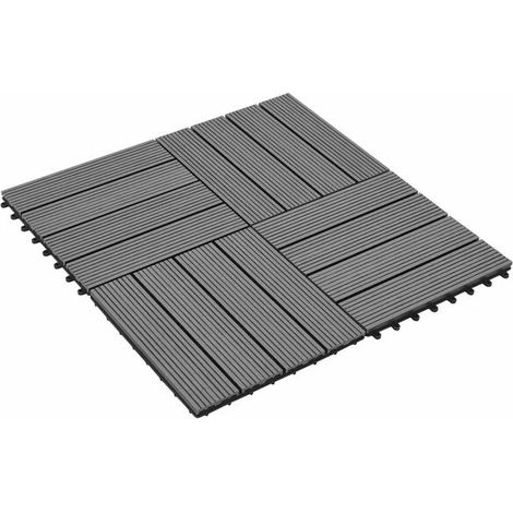 Lot de 22 dalles de terrasse grises en WPC de 30 x 30 cm (1/5)