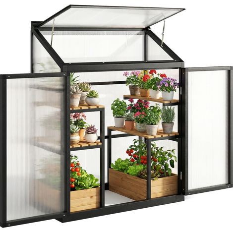 Outsunny Polycarbonate Greenhouse with Door, Aluminium Walk-in Greenhouse (1/5)