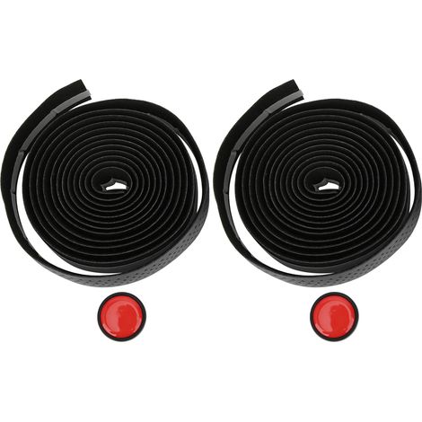 2 Pièces Sangle de Guidon Vélo Route en Cuir PU EVA Antidérapante, Bande Poignée Guidon (Noir) (1/5)