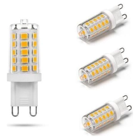 Ampoule LED G9 5W, 500LM, équivalen 50W halogène, Blanc chaud 3000K, 220-240V, CRI 85, NON-Dimmable, Économie d'énergie, Base en céramique, Culot G9 Standard, Lot de 4 [Classe énergétique F] (1/4)