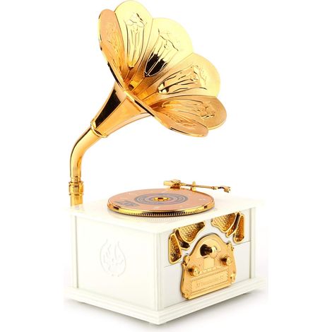 Boîte à musique vintage, phonographe rétro, ornements, petite boîte à bijoux en plastique, décoration, cadeau d'anniversaire de Noël pour femmes (1/5)
