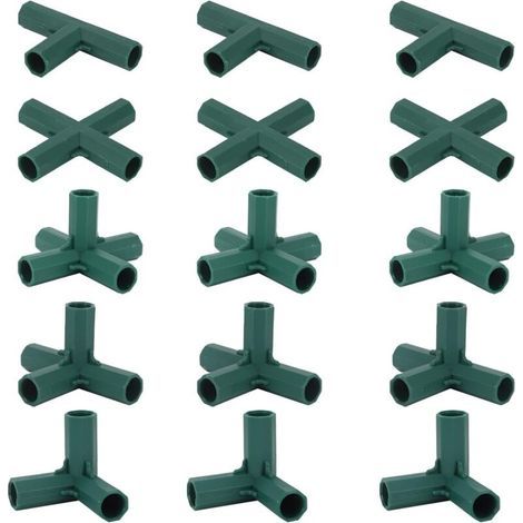Set of 15 greenhouse frame connectors – 4 angle types for 16 mm tubes – Stable fastening for garden structures (1/5)