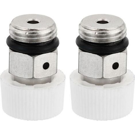 1/4" BSP Mâle Filet Manuel Radiateur Air Ventilation Vannes, 2 Paquet Nickel Plaqué Laiton Bouchon Vanne Pas Besoin Clé pour Radiateur Chauffage, Argenté Blanc (1/5)