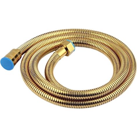 Duschschlauch, Ersatzduschschlauch, 2,0 m langer goldener Schlauch, flexibler Edelstahl-Duschschlauch, flexibler Sanitärschlauch, Badezimmerzubehör, Armaturen