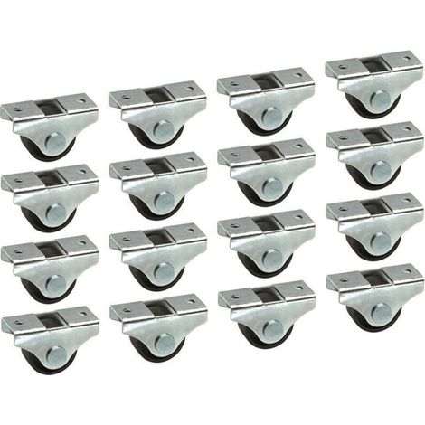 Roulettes Universelles 25 mm Noir pour Meuble, Lit, Chariot et Rangement – Lot de 16 (1/2)
