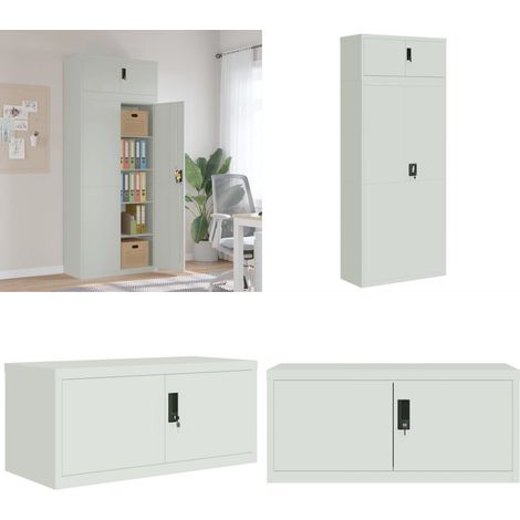 Aktenschrank Hellgrau 90x40x220 cm Stahl - Büroschrank - Aktenschrank - Aufbewahrungsraum - Schreibtischorganisation - Metallschrank - Home & Living