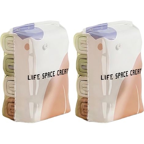 Lot de 2 sacs de rangement sous vide sans pompe ni extracteur d'air, emballage pour vêtements, couvertures, couettes, oreillers, vêtements (1/5)