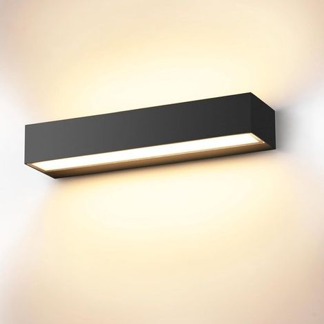 Lámpara de pared interior de 30 cm, LED negro lámpara de pared exterior de 3000 K, luz blanca cálida lámpara de pared interior de 18 W