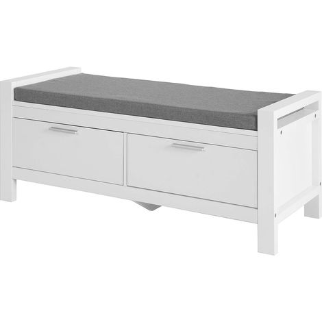 Sobuy – Banc de rangement à chaussures 100x40x40cm – Coussin rembourré – 2 tiroirs avec glissières métal – FSR74W