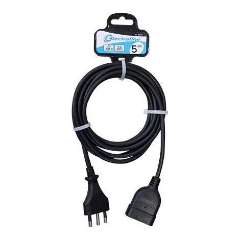 Prolunga elettrica 3x1 16A bipolare nera - lunghezza 5 metri - 5 pz