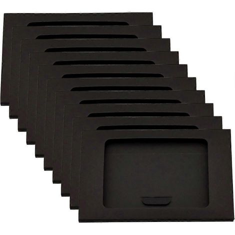 Lot de 10 boîtes de rangement pour enveloppes, boîtes pour cartes postales en papier kraft avec fenêtre ouverte-16x10.5CM-Black (1/4)