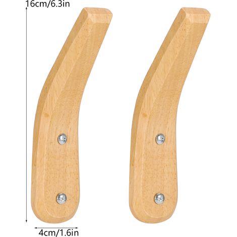 Wandhaken aus Holz, 2 Stück, moderner Stil, Garderobenständer, Organizer für Zuhause (16 cm, natur) (1/5)