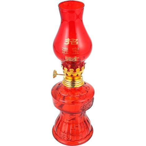 Lampe à Pétrole en Verre Rouge Lampe à Huile Rétro Élégante de Style Chinois Facile à Nettoyer Transmission de Lumière Plusieurs Styles pour Chambre et Salon Plusieurs Styles (1/5)