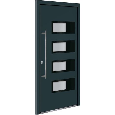 Porte d'entrée Anthracite 100x210 cm Aluminium et PVC